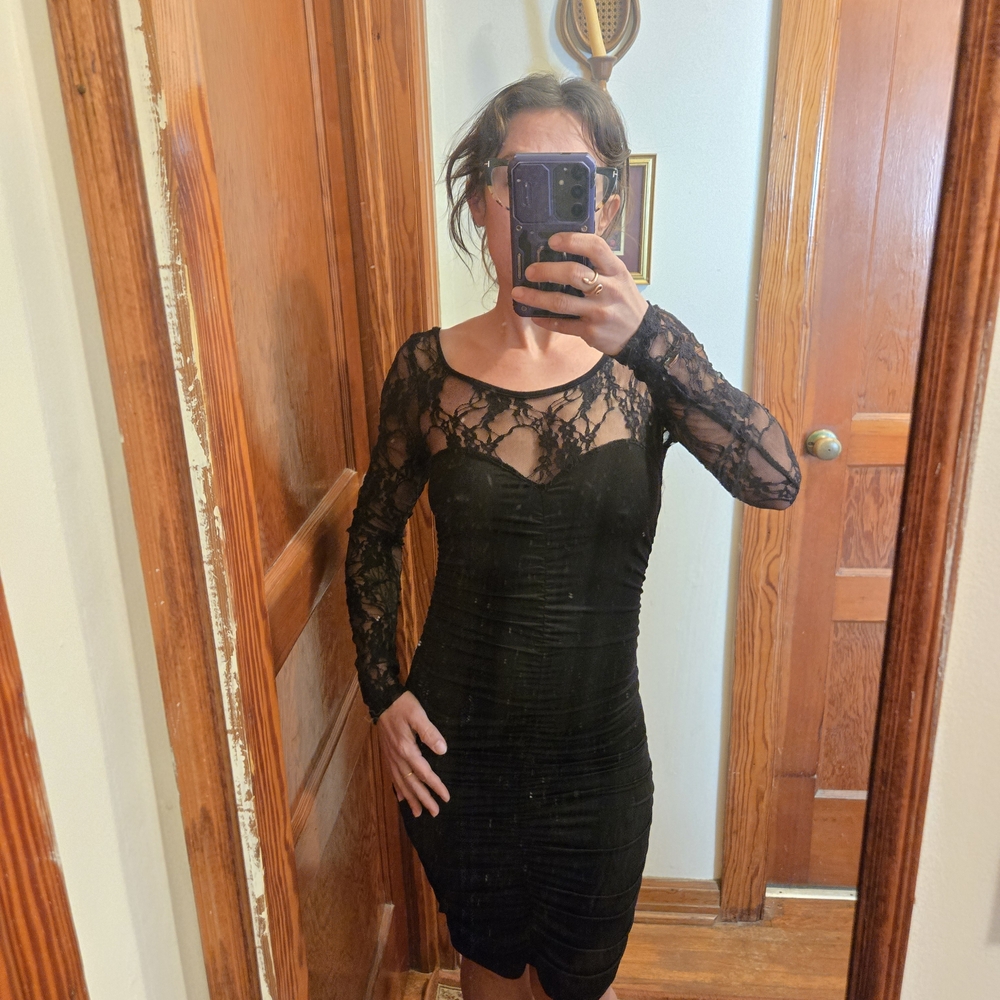 Stretchy Black Lace Dress Size Medium